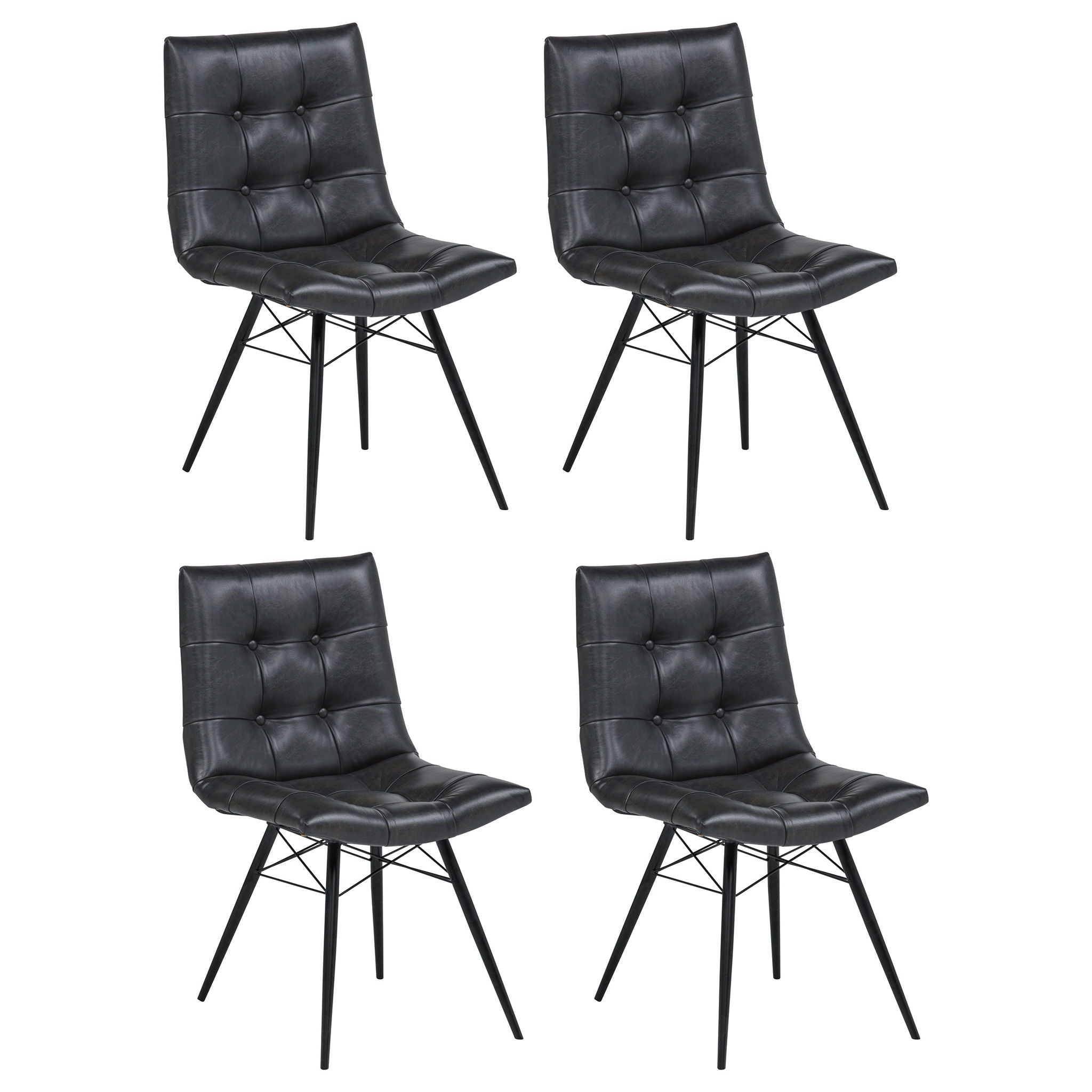 Aiken Faux Leather Upholstered Dining Side Chair Charcoal Grey (Set of 4)