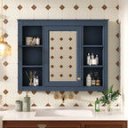 Wall Mounted Medicine Cabinet With Mirror, Storage Cabinet Featuring 6 Open Shelves And Adjustable Interior