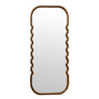 Oversized Wooden Floor Mirror With Unique Frame - Brown