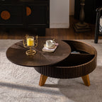 Round Retro Coffee With Solid Wood Legs