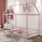 Metal Bed House Bed Frame With Fence