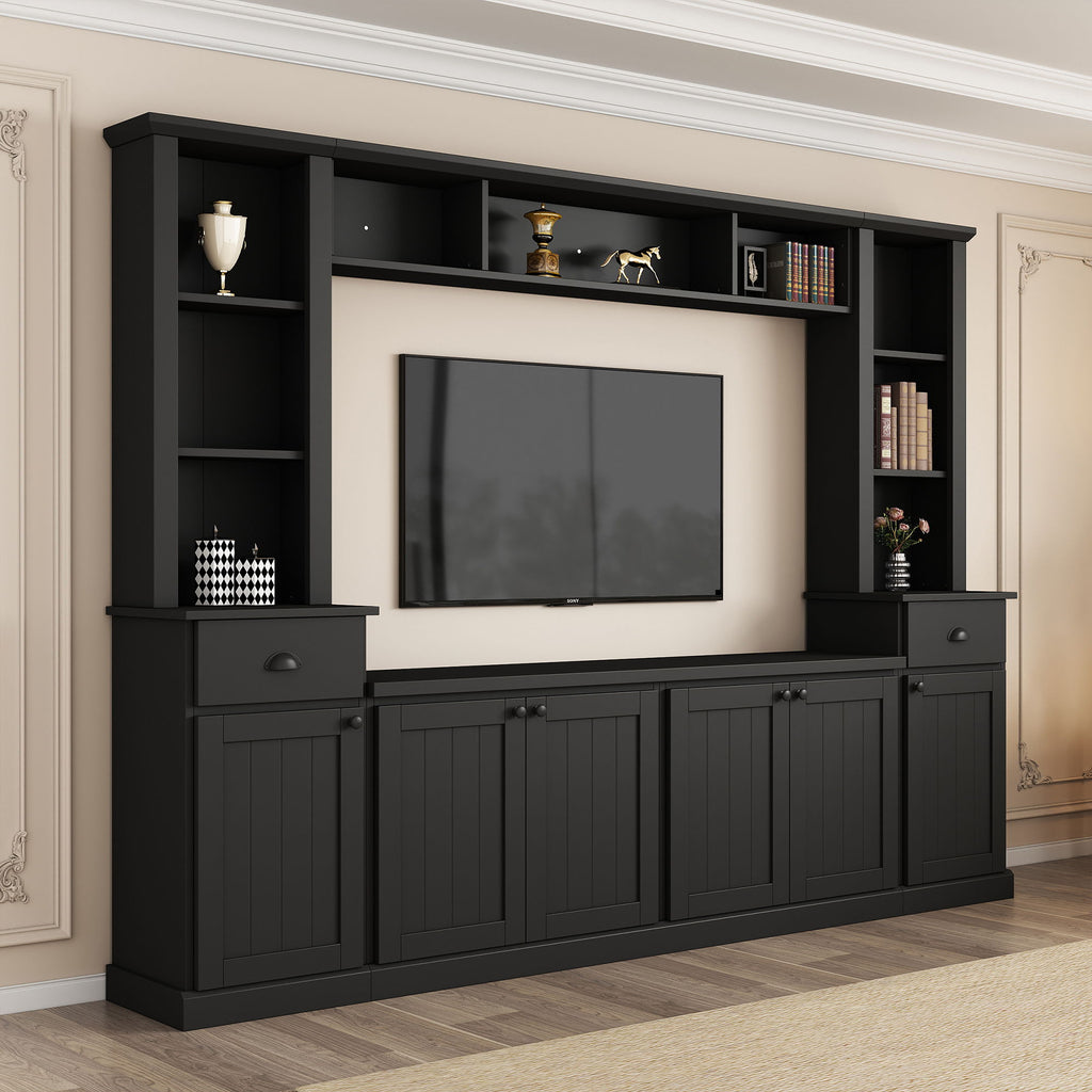 Minimalist Entertainment Wall Unit Set With Bridge For TVs Up To 75"