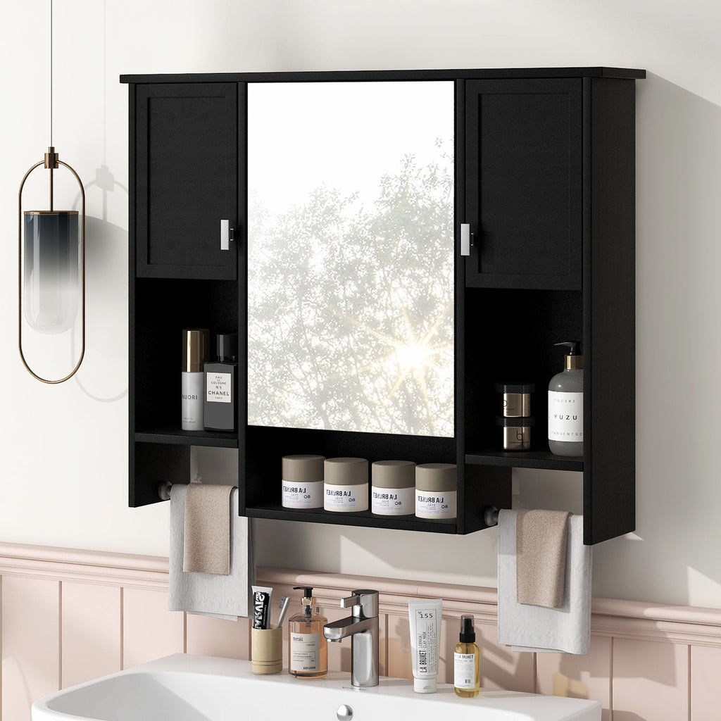 Wall Mounted Bathroom Storage Cabinet With Mirror, Medicine Cabinet With Towel Bar