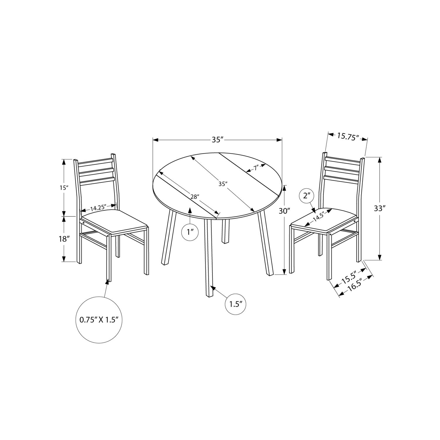 3 Pieces Dining Table Set, Small, Drop Leaf, Contemporary & Modern