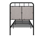 Twin Size Linen Upholstered Platform Metal Bed Frame With Fabric Headboard And Footboard - Brown