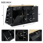 Kitchen Sideboard With Sliding Door Cabinet, 3 Tier Spice Rack