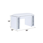 Noralie - Vanity Stool - Synthetic Leather , Mirrored & Faux Diamonds