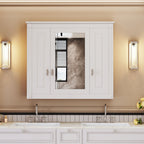 Wall Mounted Bathroom Cabinet With Mirror And 5 Shelves, Rectangular Design
