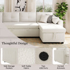 U-Shaped Sectional Sofa Bed With Storage And USB Ports