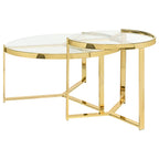 Delia 2-Piece Round Glass Top Nesting Coffee Table Gold