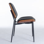 Dining Chairs (Set of 2) Mid-Century Modern Retro Chair With Walnut Bentwood Back Upholstered Seat Metal Legs Adjustable Foot For Kitchen Dining Room Chairs