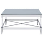 Lindley Square Tempered Mirror Acrylic Coffee Table Chrome