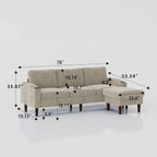 3 Seater Convertible Combination L Shaped Sofa With Footstools With Storage