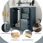 Bathroom Vanity With Sink, Storage Cabinet, Freestanding Set With 3 Drawers & Soft Closing Doors