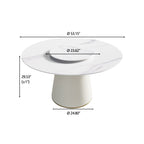 Modern Artificial Stone Round Plywood Base Dining Table, Can Accommodate 6 People, Artificial Stone Turntable (Not Including Chairs) - White / Beige