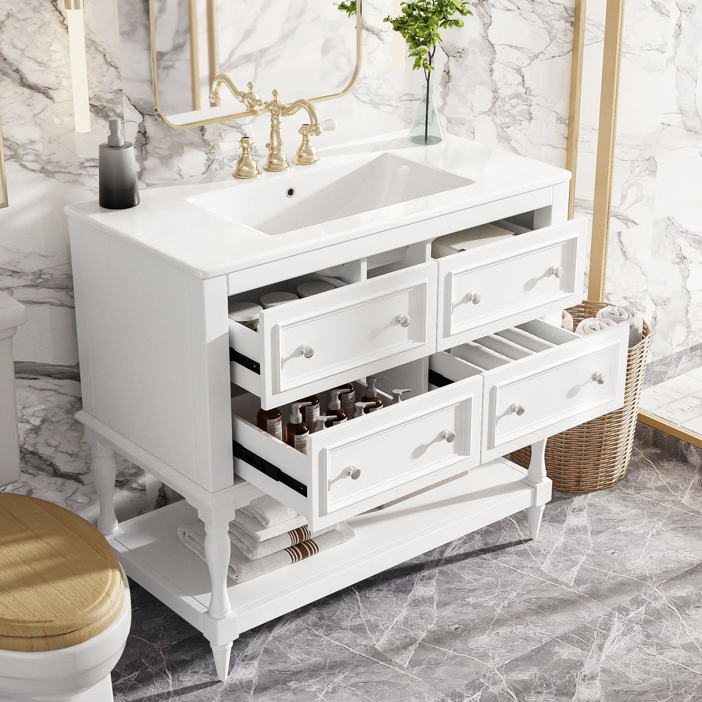 Bathroom Vanity Cabinet With Undermount Sink, 4 Drawer Set