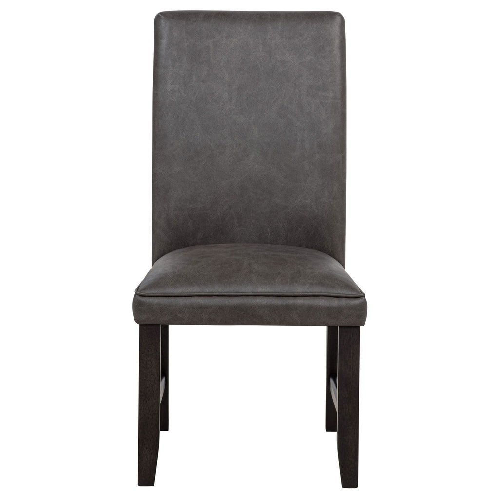 Averill Faux Leatherette Upholstered Dining Side Chair Dark Grey (Set of 2)