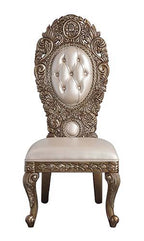 Constantine - Side Chair (Set of 2) - Synthetic Leather , Brown & Gold