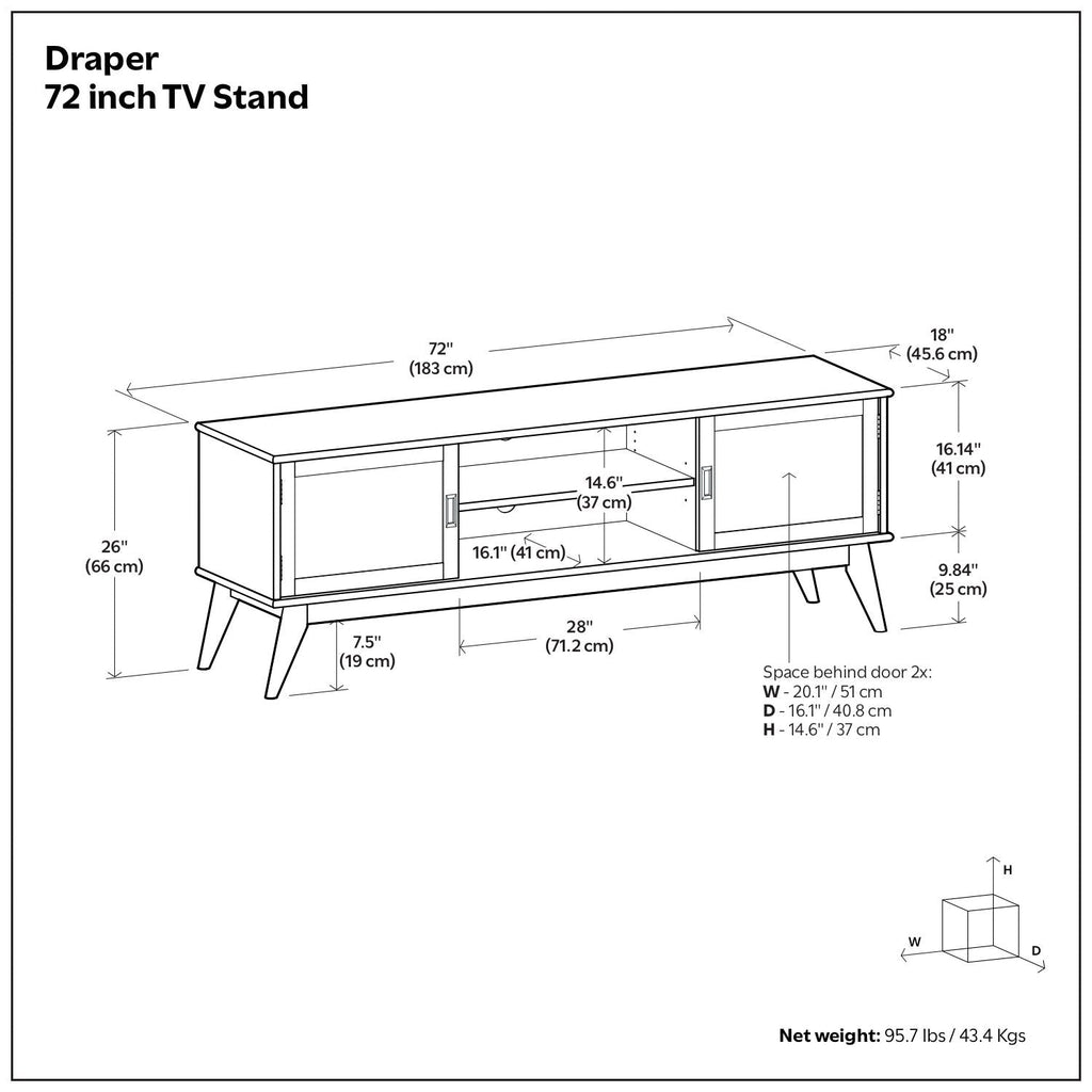 Draper - Handcrafted Mid Century Low TV Media Stand