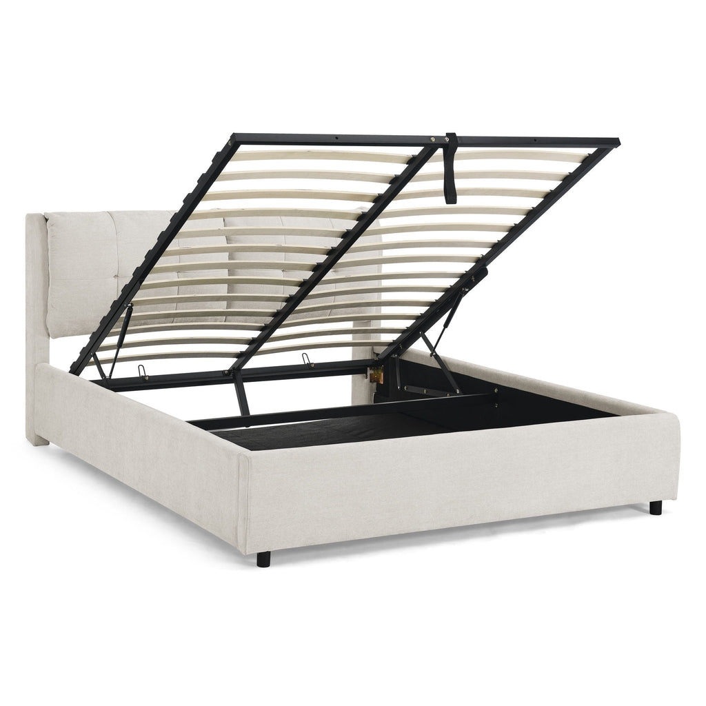 Storage Upholstered Hydraulic Platform Bed With Integrated Headboard
