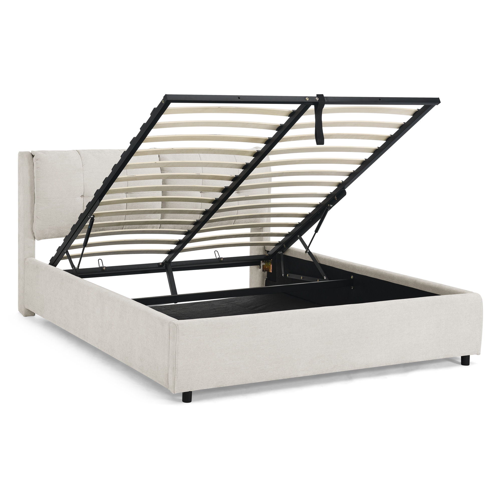 Storage Upholstered Hydraulic Platform Bed With Integrated Headboard