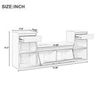 Entryway Storage Bench With Cushion, Drawers & Open Shelves