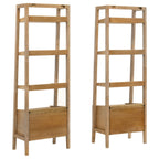 Fabian 2-piece 4-shelf Bookshelf with Drawer Distressed Light Brown