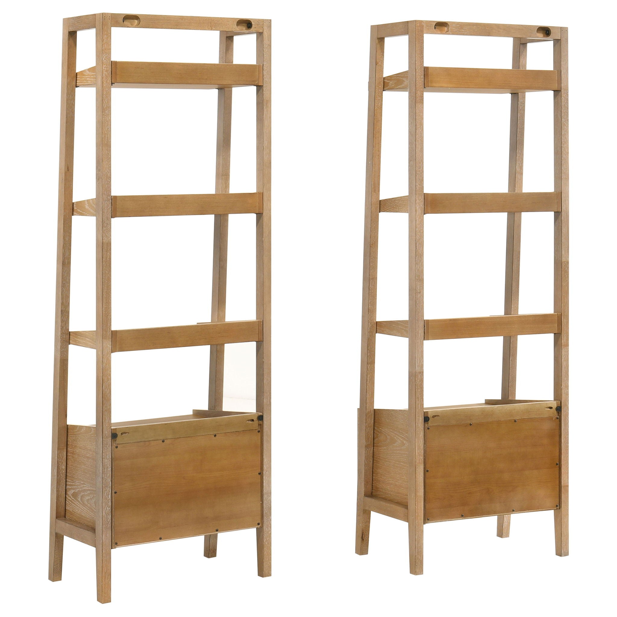 Fabian 2-piece 4-shelf Bookshelf with Drawer Distressed Light Brown