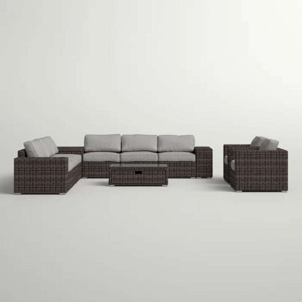 Stylish Rattan Wicker Person Seating Group With Premium Sunbrella Cushions Perfect For Outdoor Entertaining