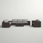 Stylish Rattan Wicker Person Seating Group With Premium Sunbrella Cushions Perfect For Outdoor Entertaining