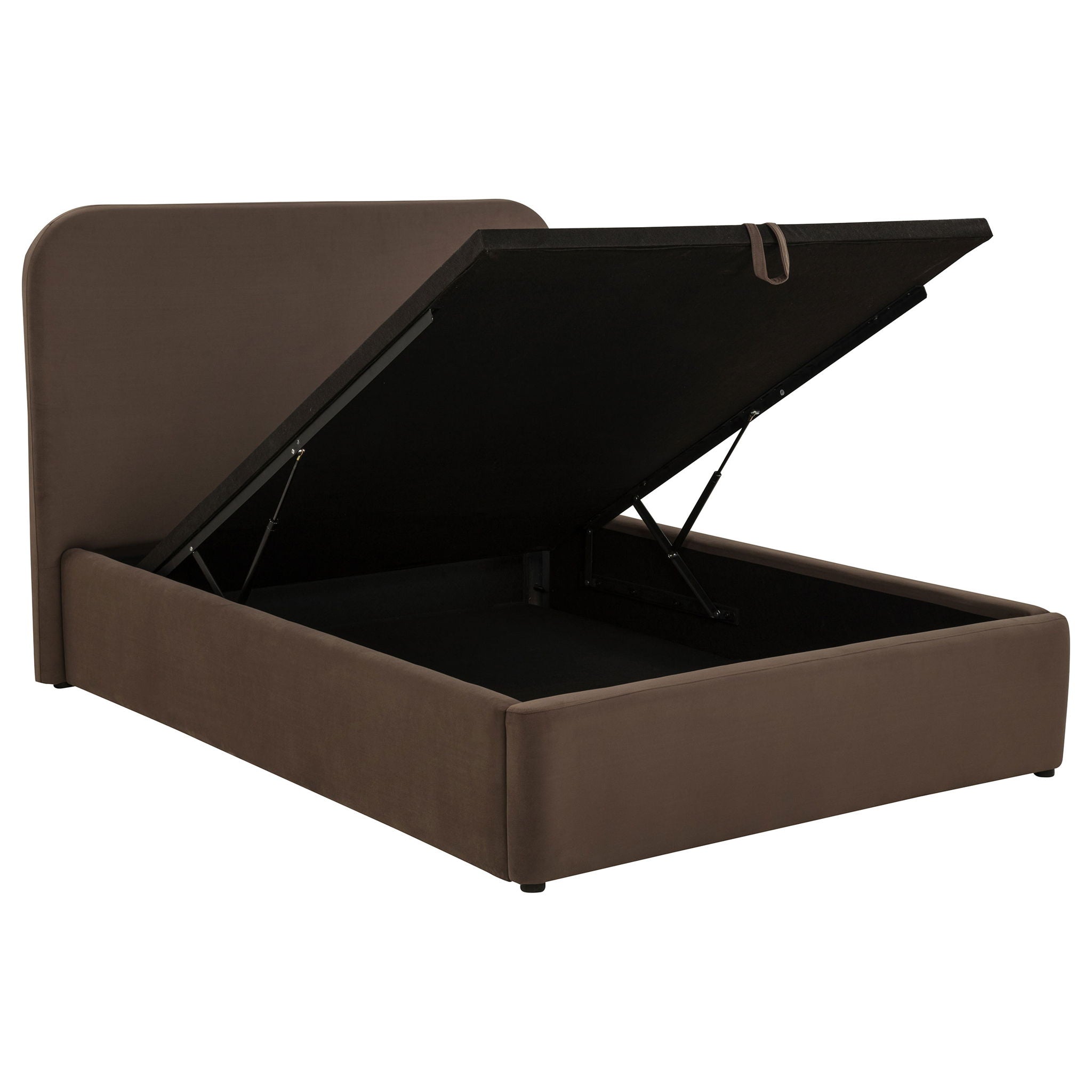 Anders Upholstered Full Storage Lift Platform Bed Chocolate