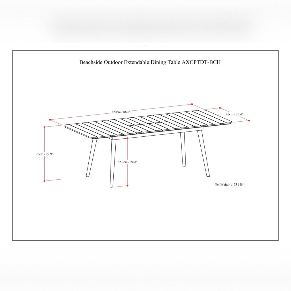 Beachside - Outdoor Extendable Dining Table - Light Teak