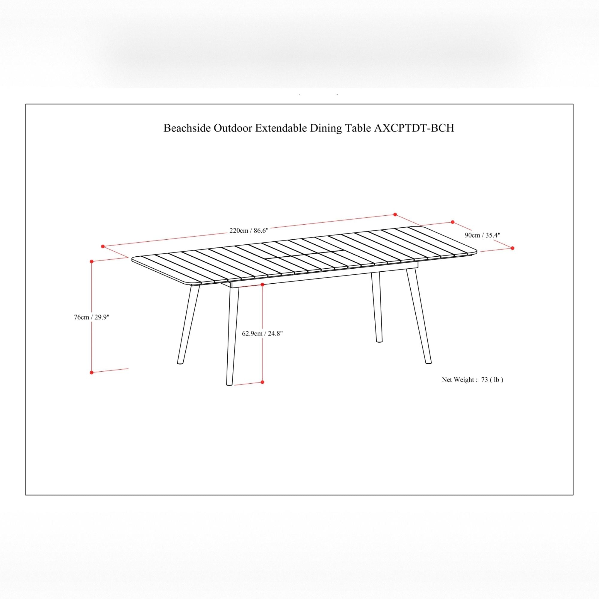 Beachside - Outdoor Extendable Dining Table - Light Teak