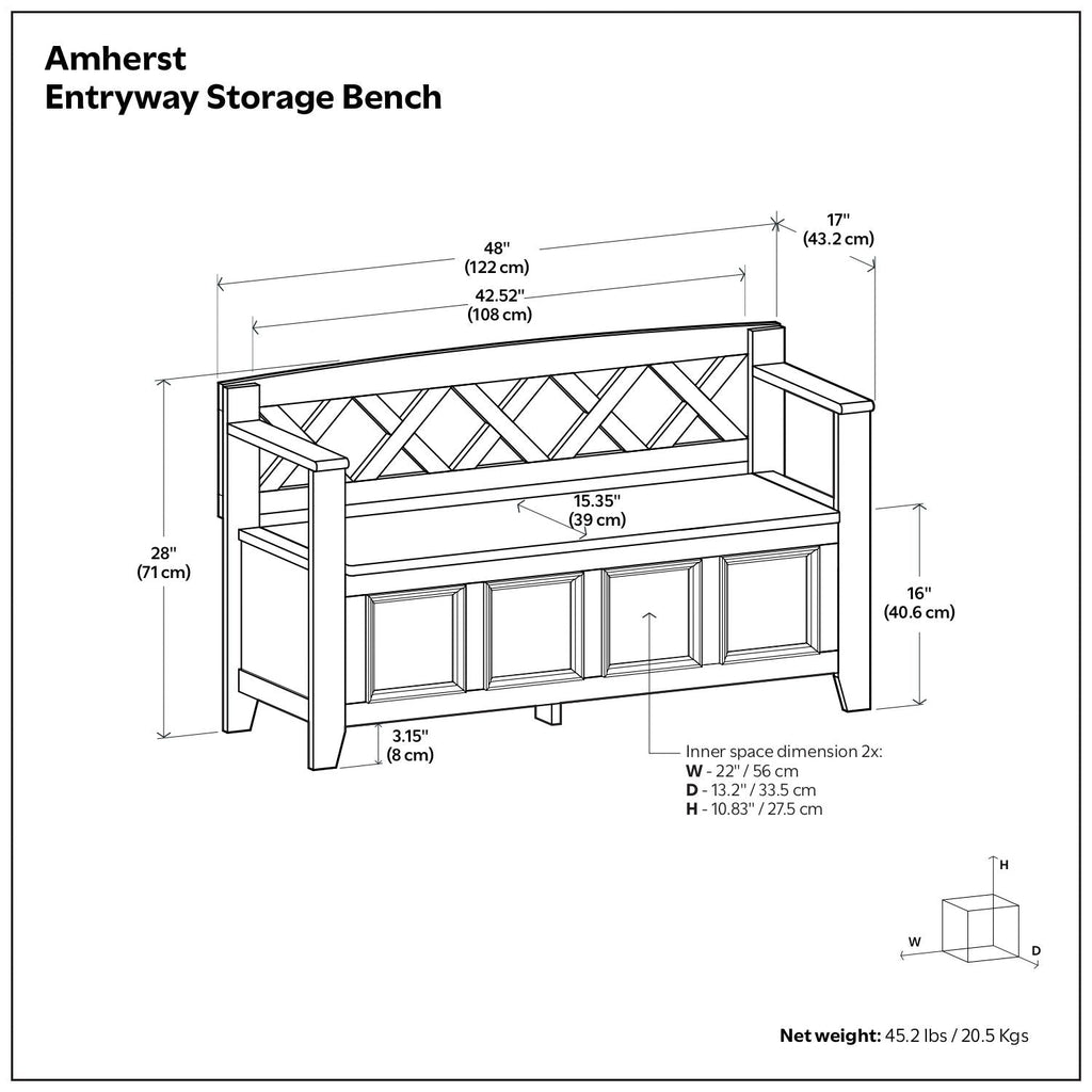 Amherst - Handcrafted Entryway Storage Bench