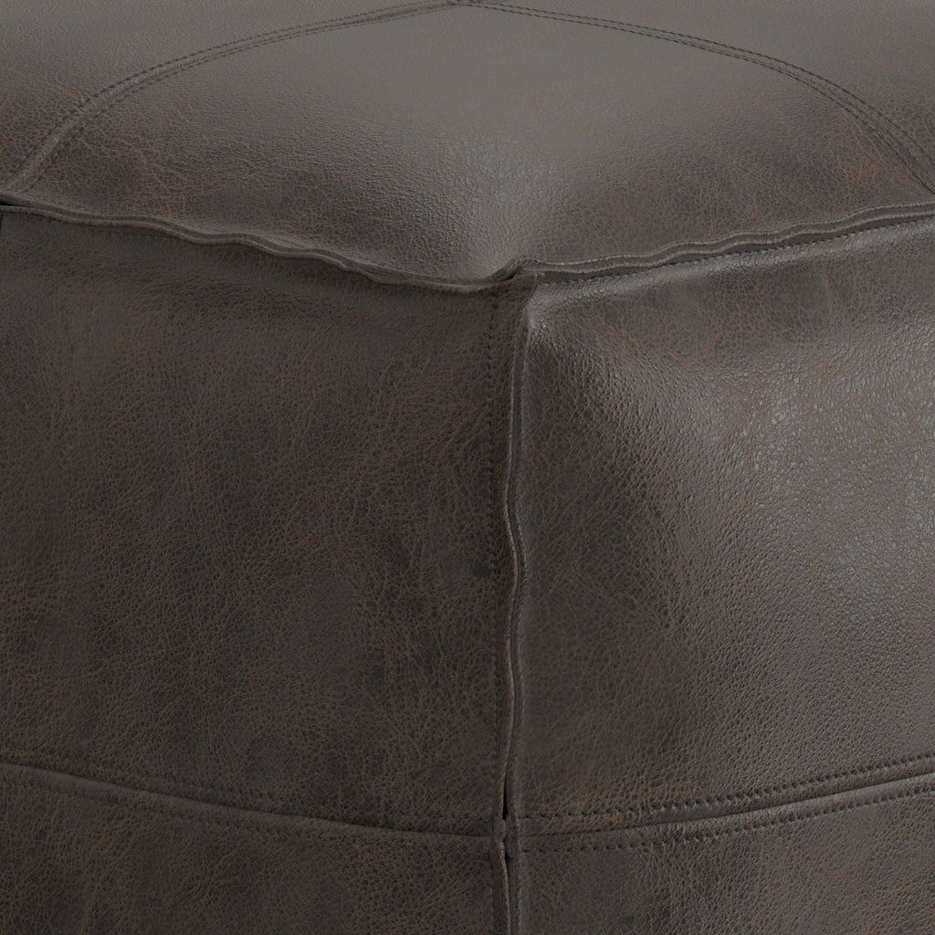 Sheffield - Square Pouf - Distressed Dark Brown