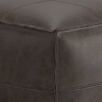 Sheffield - Square Pouf - Distressed Dark Brown