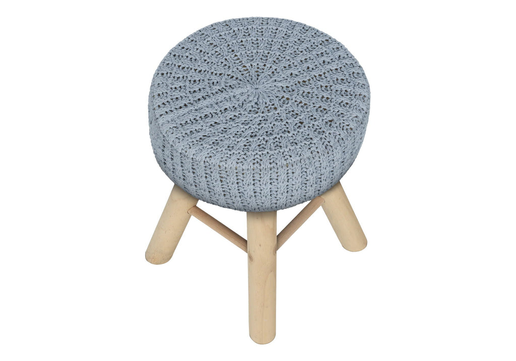 Ottoman, Pouf, Footrest, Foot Stool, Round, Natural Wood Legs, Contemporary, Modern