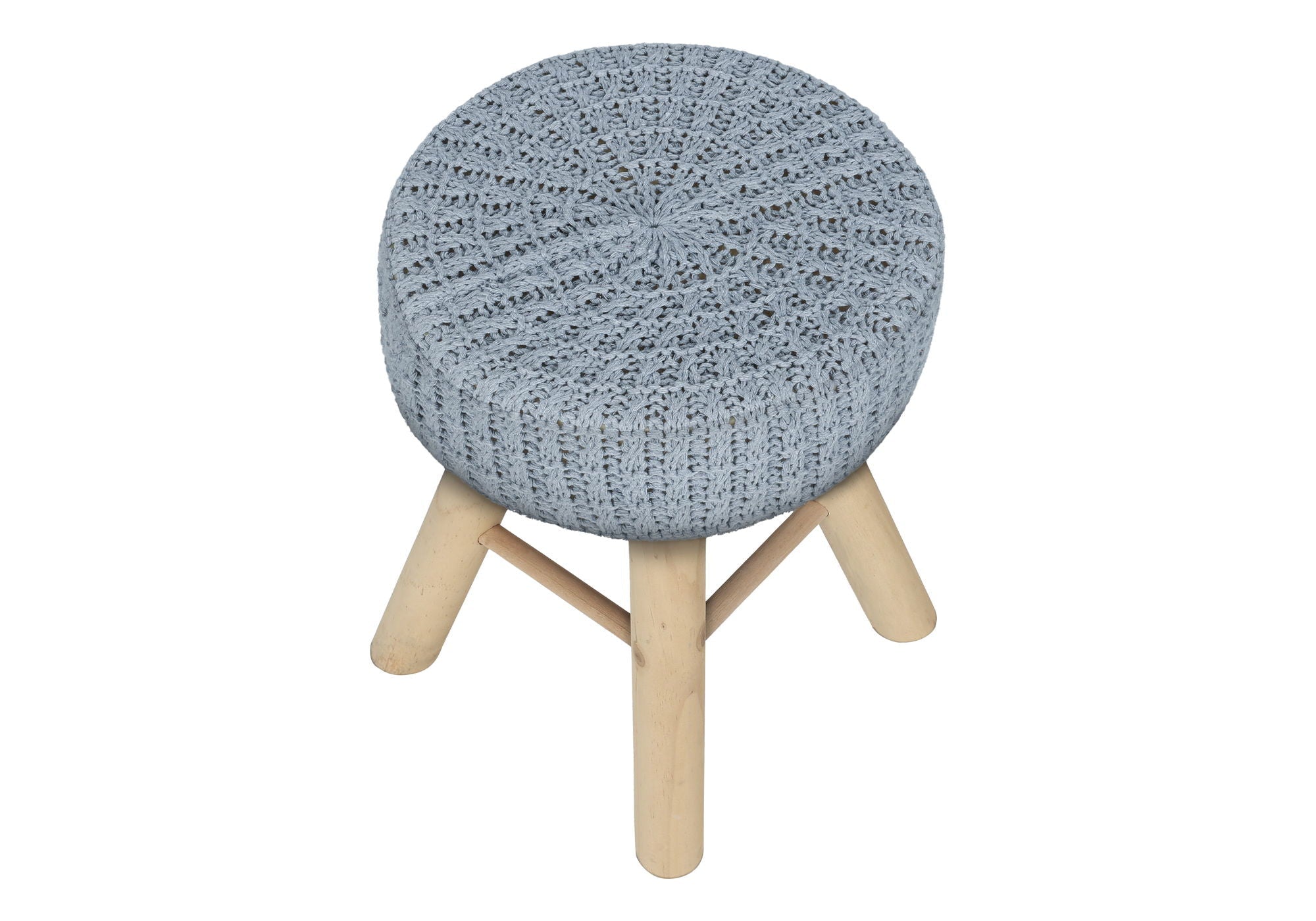 Ottoman, Pouf, Footrest, Foot Stool, Round, Natural Wood Legs, Contemporary, Modern