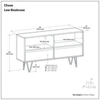 Chase - Low Bookcase - Rustic Natural Aged Brown