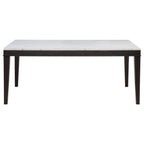 Averill 72-inch Rectangular White Marble Top Dining Table Coffee Bean