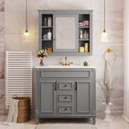 Bathroom Vanity With Top Sink, Mirror Cabinet, 2 Soft Closing Doors & 2 Drawers