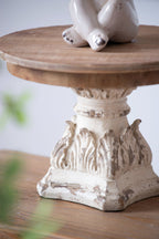Cake Stand, Wood Cake Plate With Magnesium Base - Cream / Brown