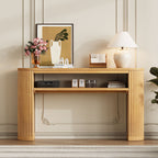 Console Table With Fluted Legs, Open Shelf