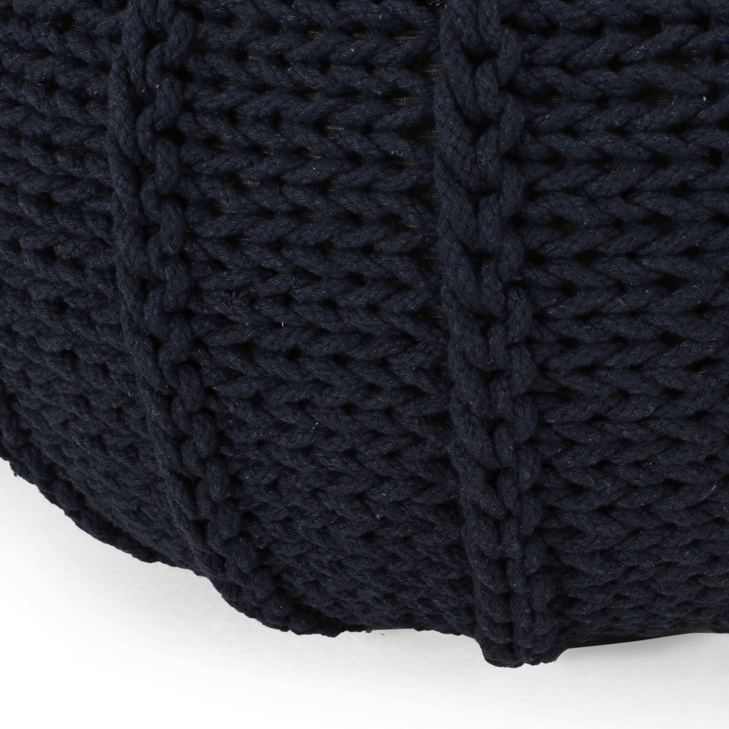 Bordeaux - Knitted Round Pouf Ottoman And Floor Cushion