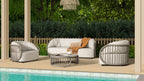 Harper - Indoor/Outdoor Modern Round Coffee Table - Geige Taupe Aluminum