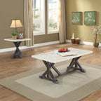 Romina - End Table - White Marble Top & Weathered Espresso