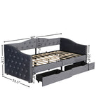 Full Size Bed Frame, Upholstered Cloud Bed Frame With Headboard, 2 Storage Drawers And 2 USB Charging Design, No Box Spring Needed - Gray