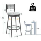 Bar Stools Swivel Counter Chairs With Metal Frame Hand Woven Paper Rope Dining Barstools For Kitchen Counter (Set of 2)