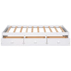 Twin Size Platform Storage Bed With 3 Drawers - White