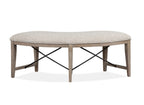 Paxton Place - Curved Bench With Upholstered Seat - Dovetail Gray